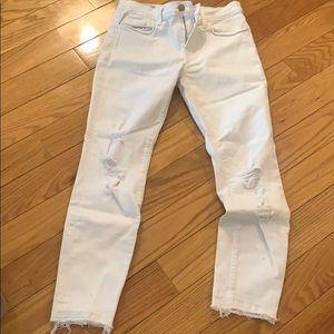 J brand white skinny jeans with rips